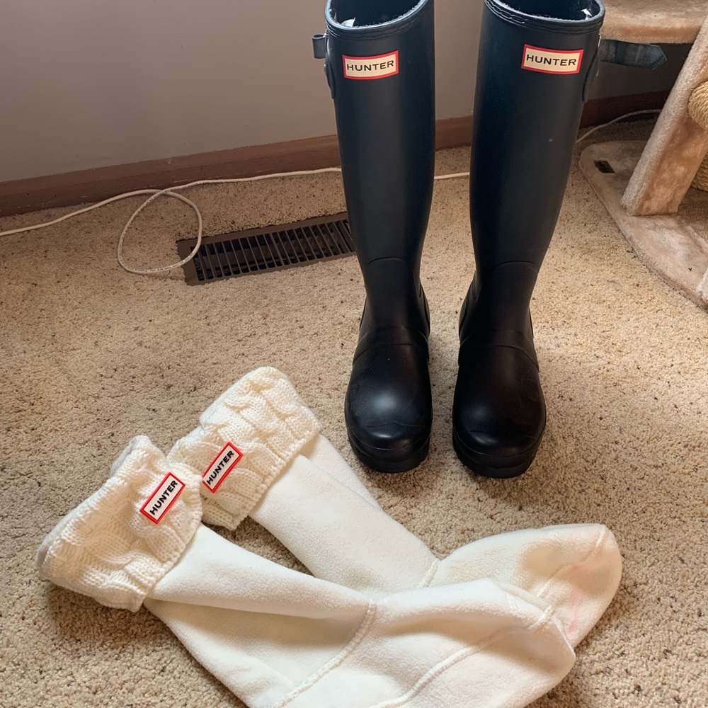 Hunter Rain Boots with Tall Socks